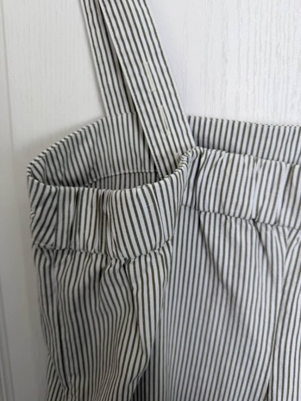 Uniqlo Striped Linen Blend Jumpsuit Overalls Size Medium White Green - Picture 11 of 14